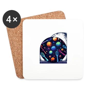 Pagaies de pickleball sur le thème de l’espace galaxie cosmique - Dessous de verre (lot de 4) - blanc - Devant