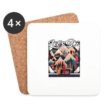 Let’s Ski Patchwork Ski Memories Quilted - Coasters (set of 4) - white - Front