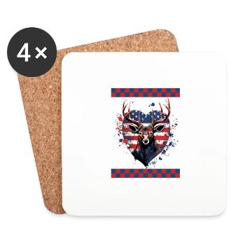 Coeur en forme de drapeau américain nuit ciel étoiles - Dessous de verre (lot de 4) - blanc - Devant