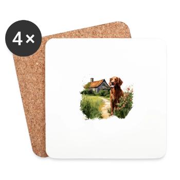 Irish Setter Emerald Dog Cottagecore Adventure - Coasters (set of 4) - white - Front