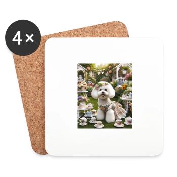 Bichon Frise Dog Cottagecore Tea Party Elegance - Coasters (set of 4) - white - Front