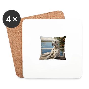 Great Dane Dog Cottagecore Lakeside Lounging Men - Coasters (set of 4) - white - Front