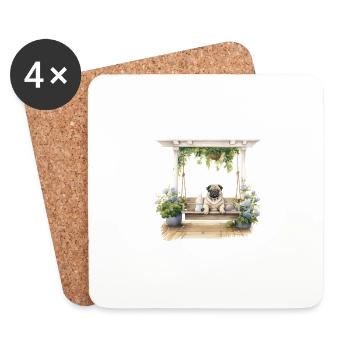 Carlin Porche Cottagecore Balançoire Relaxation Hommes Femmes - Dessous de verre (lot de 4) - blanc - Devant