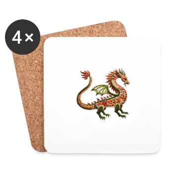 Pizza Dragon Célébration de l’Année du Dragon - Dessous de verre (lot de 4) - blanc - Devant