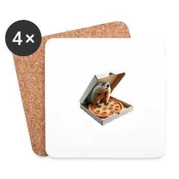 Pizza Loving Groundhog Day Prediction - Coasters (set of 4) - white - Front