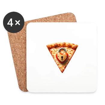 Pizza Love Sensibilisation à la prévention de la maltraitance des enfants - Dessous de verre (lot de 4) - blanc - Devant