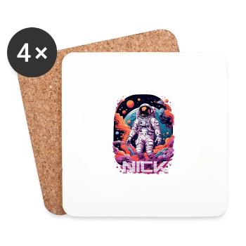 NICK - Beautiful boy name with cool astronaut - Coasters (set of 4) - white - Front