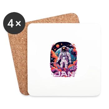 JAN - Beautiful boy name with cool astronaut - Coasters (set of 4) - white - Front