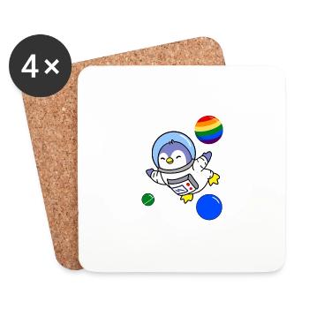 Penguin Astronaut Gay Pride - Dessous de verre (lot de 4) - blanc - Devant