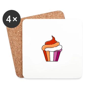 Cupcake lesbienne Orange Pink Lesbian Pride - Dessous de verre (lot de 4) - blanc - Devant