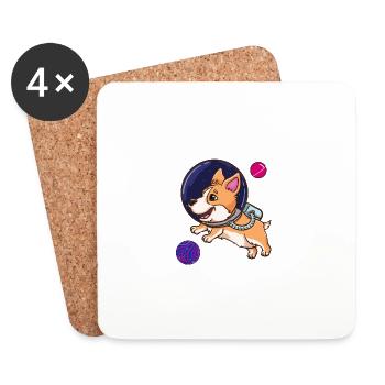 Corgi bisexuel dans l’espace Fierté bisexuelle - Dessous de verre (lot de 4) - blanc - Devant