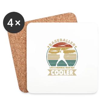 Baseballer like a normal man but cooler - Coasters (set of 4) - white - Front