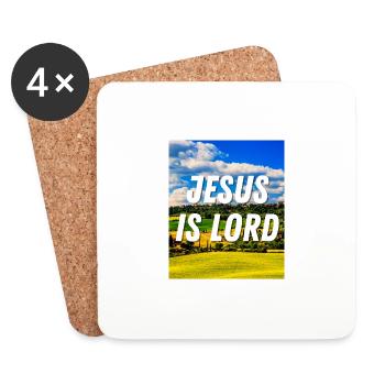Jésus est Seigneur - Citation chrétienne - Dessous de verre (lot de 4) - blanc - Devant