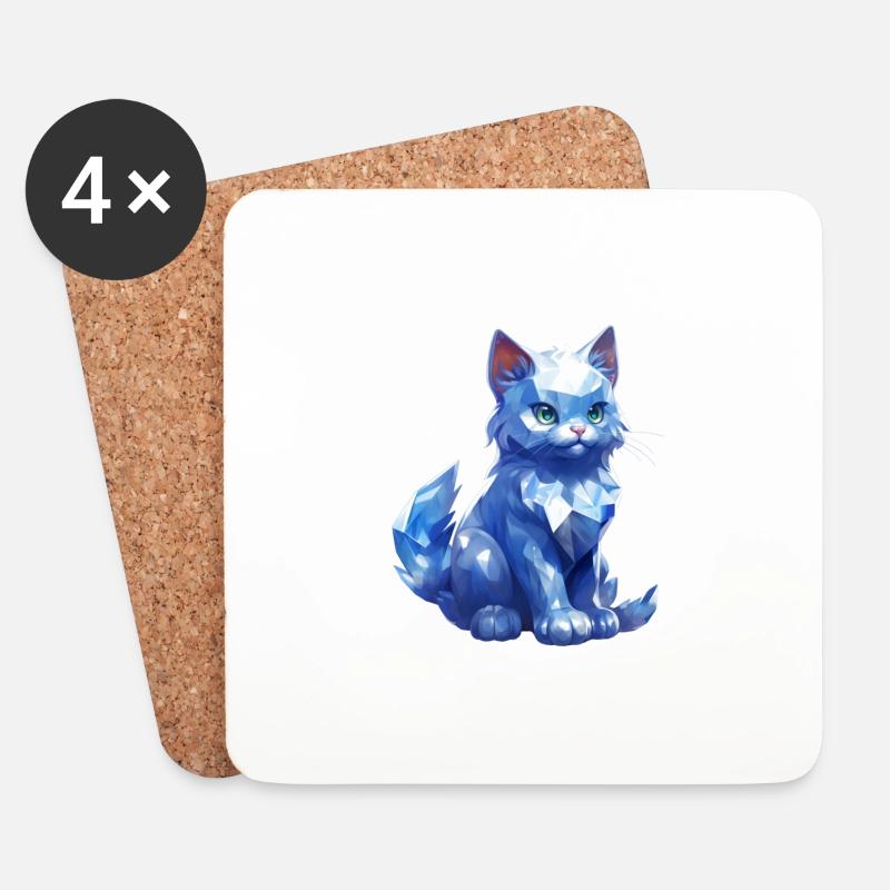 Geburtsstein-Katze September - Untersetzer (4er-Set) - Weiß