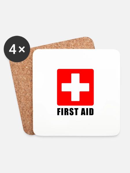 ERSTE HILFE - Untersetzer (4er-Set) - Weiß