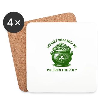 Oubliez les trèfles, Où est le pot, Humour irlandais drôle - Dessous de verre (lot de 4) - blanc - Devant