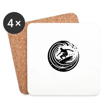 Surfeur cool surfant dans la vague - Dessous de verre (lot de 4) - blanc - Devant