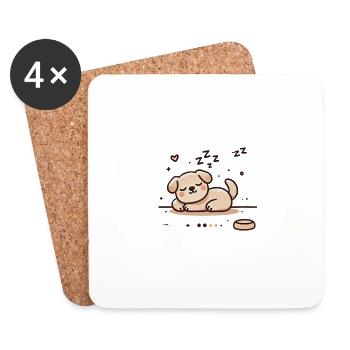 Cute Sleeping Baby Dog - Untersetzer (4er-Set) - Weiß - Vorne