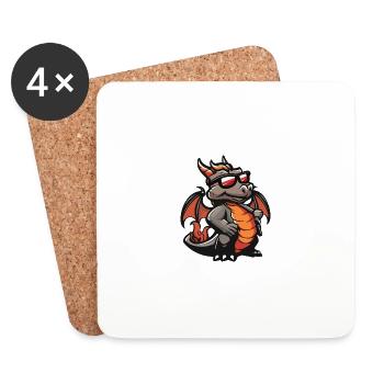Dragon Cool Animal - Dessous de verre (lot de 4) - blanc - Devant