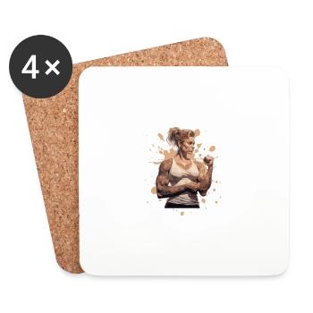 Fitness Woman Muscles - Coasters (set of 4) - white - Front