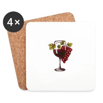 Weinglas Wein Trauben - Untersetzer (4er-Set) - Weiß - Vorne