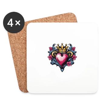 Heart Crown Love - Coasters (set of 4) - white - Front