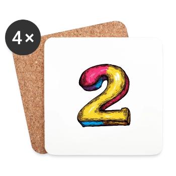 2 Number Comic - Coasters (set of 4) - white - Front