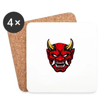 Roter Dämonenkopf mit Zähnen - Untersetzer (4er-Set) - Weiß - Vorne