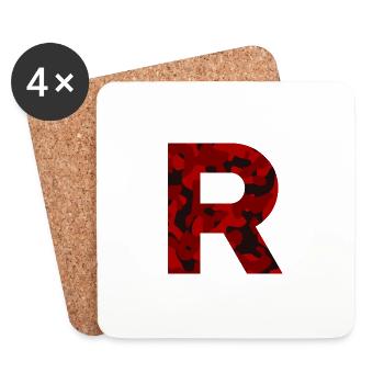 Letter R Red Camo Design - Coasters (set of 4) - white - Front