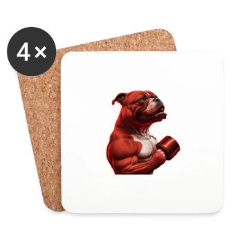 Chien musclé - Dessous de verre (lot de 4) - blanc - Devant
