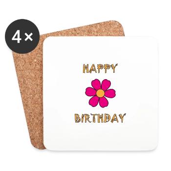 JAHRESTAG. ALLES GUTE ZUM GEBURTSTAG. ALLES GUTE ZUM GEBURTSTAG. - Untersetzer (4er-Set) - Weiß - Vorne
