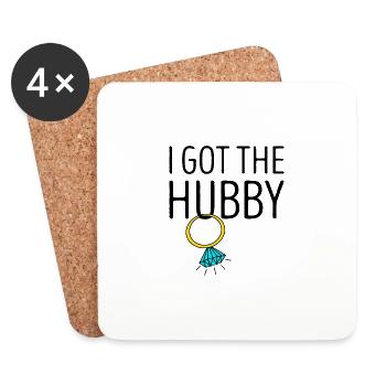 I Got The Hubby Diamant Ring Braut JGA - Untersetzer (4er-Set) - Weiß - Vorne