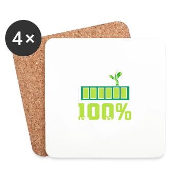 100% Pflanzenleistung Umweltveganer Geschenk - Untersetzer (4er-Set) - Weiß - Vorne