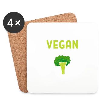 Vegan und stolz Vegetarier Gift - Untersetzer (4er-Set) - Weiß - Vorne
