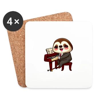 Music-making sloth - Coasters (set of 4) - white - Front