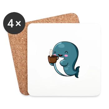 Kaffee Wal - Untersetzer (4er-Set) - Weiß - Vorne