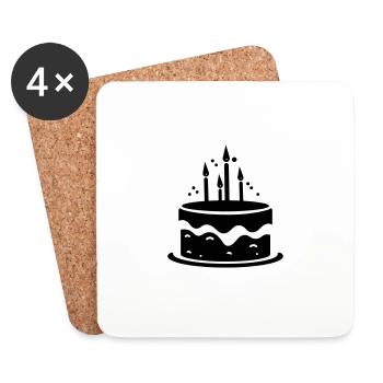 Gâteau d'anniversaire - Dessous de verre (lot de 4) - blanc - Devant