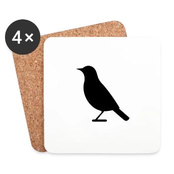 Oiseau - Dessous de verre (lot de 4) - blanc - Devant