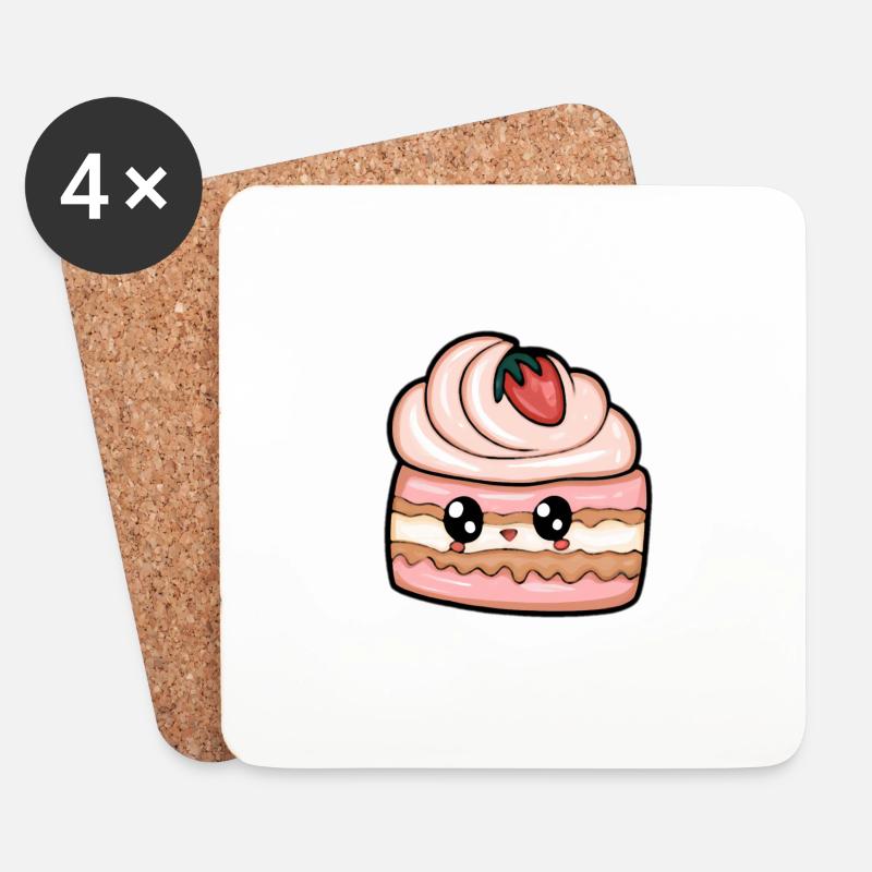 Leckeres Stück Erdbeerkuchen - Untersetzer (4er-Set) - Weiß