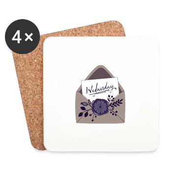 Brief mit Wachsstempel und Blumen - Untersetzer (4er-Set) - Weiß - Vorne