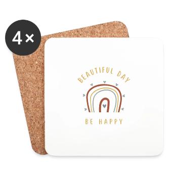 Beautiful Day Be Happy - Coasters (set of 4) - white - Front