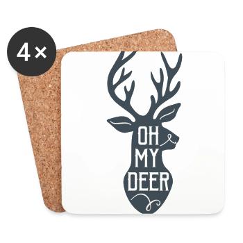 Oh My Deer Cadeau de Noël Père Noël Wei - Dessous de verre (lot de 4) - blanc - Devant