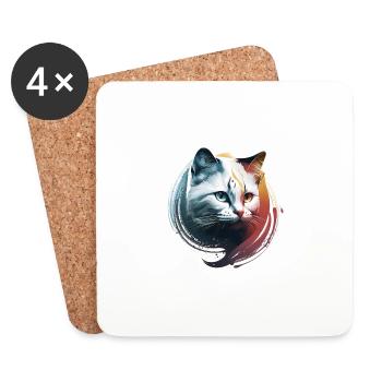 White cat contrast cold heat - Coasters (set of 4) - white - Front