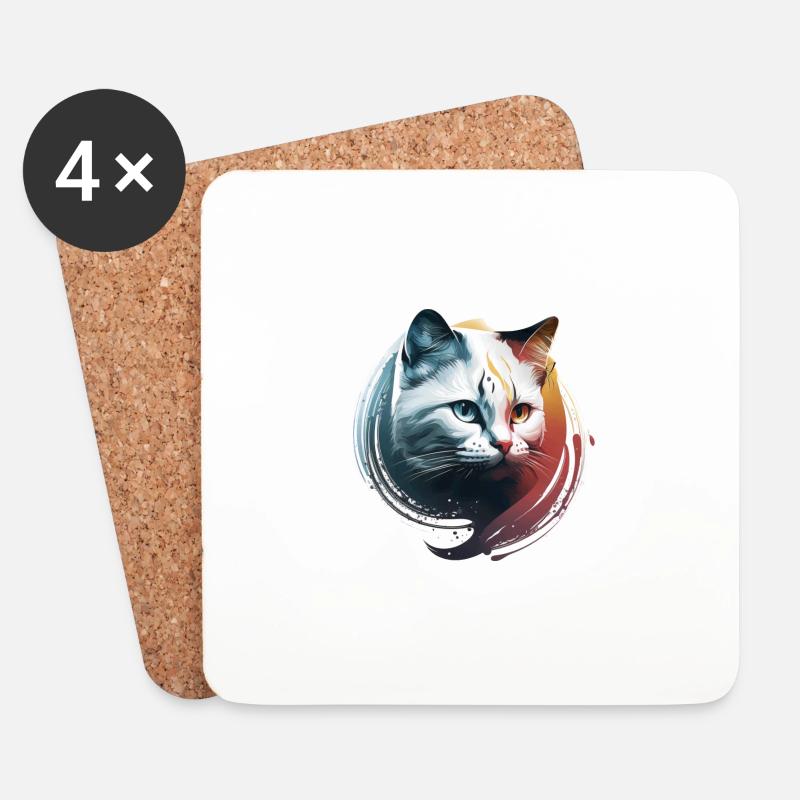 Weiße Katze Kontrast kalte Hitze - Untersetzer (4er-Set) - Weiß