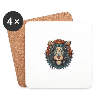 Majestic Lion Captain - Coasters (set of 4) - white - Front