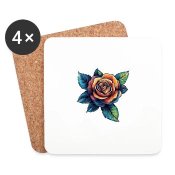 Rose - Dessous de verre (lot de 4) - blanc - Devant