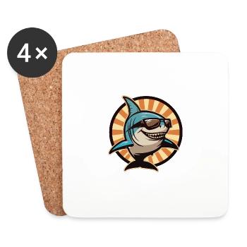 Requin Bande Dessinée Cool Été - Dessous de verre (lot de 4) - blanc - Devant
