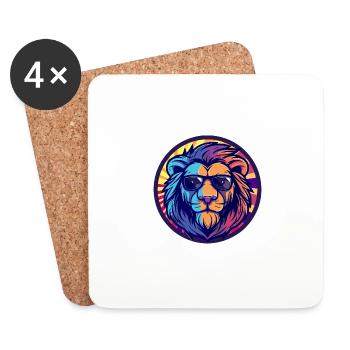 Lion Comic Cool Summer - Coasters (set of 4) - white - Front