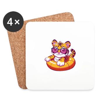 Tigre Bande Dessinée Cool - Dessous de verre (lot de 4) - blanc - Devant