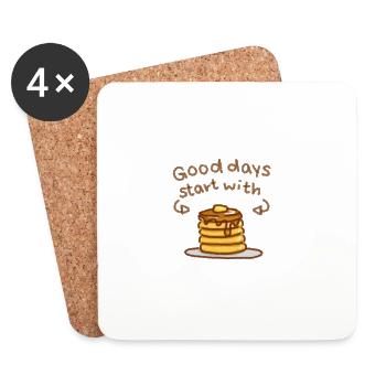 Good days start with pancakes - Coasters (set of 4) - white - Front